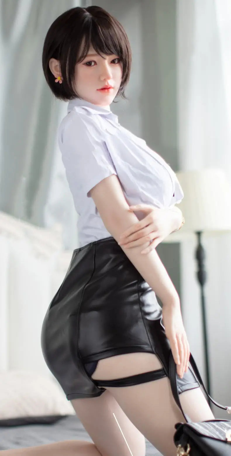 Kora sex doll – customizable asian GND love doll in white shirt and black skirt, affordable lifelike silicone or TPE girlfriend doll full body, sexy office girl erotic doll by TopLoveDoll