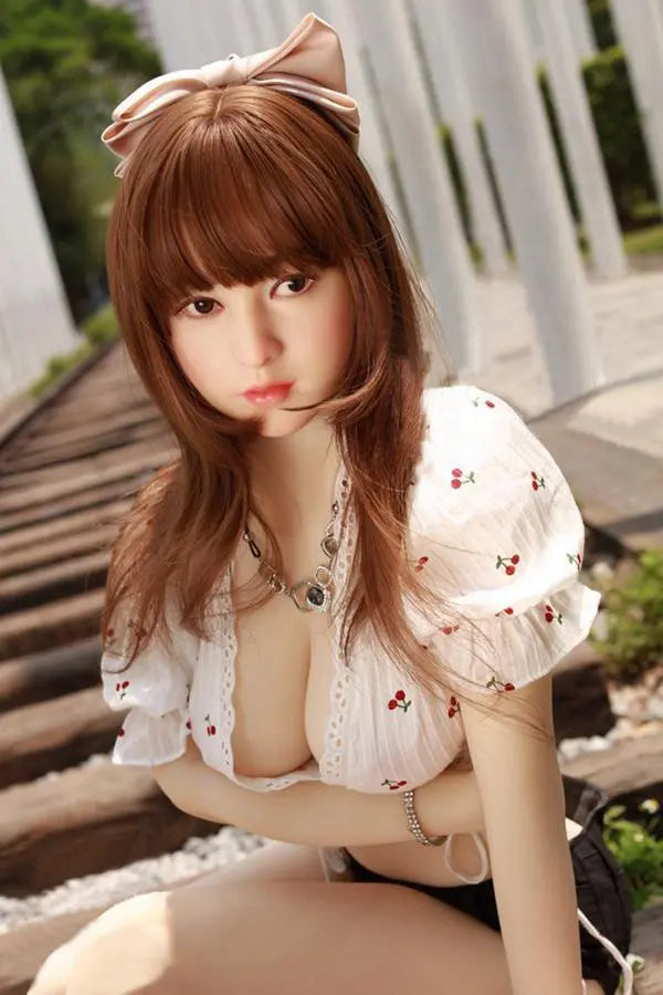 Arya high-maintenance Asian girlfriend sex doll- in cherry crop top and black denim shorts , squatting at the corridor, showing deep cleavage- sweet face impossible energy the one you can't quit by TopLoveDoll