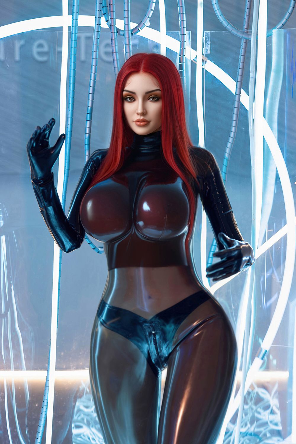 Rosretty Doll | 169cm/5ft5 Huge Breasts Enigmatic Cyberpunk Red-hair Cosplay Realistic TPE Sex Doll - Nova - TLD