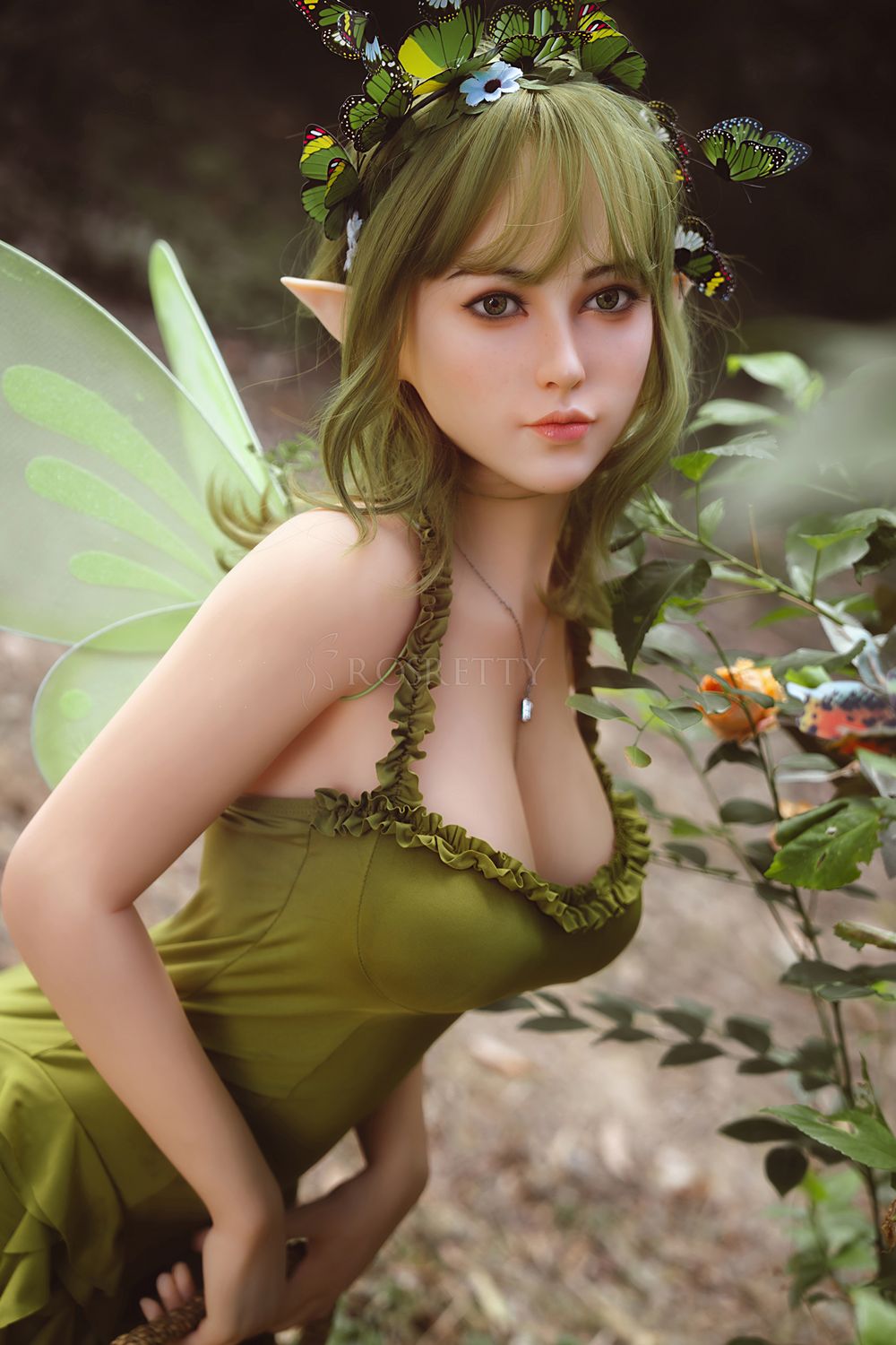 Rosretty Doll | 160cm/5ft3 Big Breasts Enchanted Forest Elf-Ears Green Fairy Realistic TPE Sex Doll - Lyra - TLD