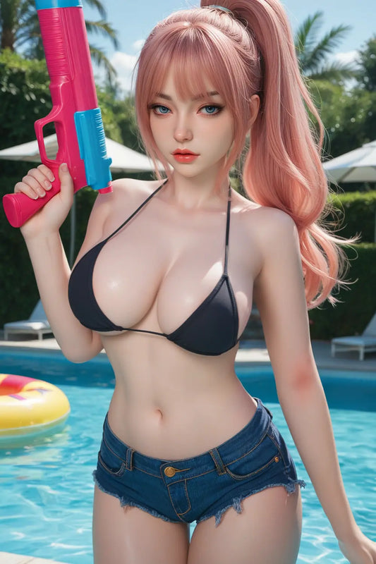 TopLoveDoll | Miko Bikini Top Asian - Leuchtend pinker Pferdeschwanz Anime BJD Sex Doll